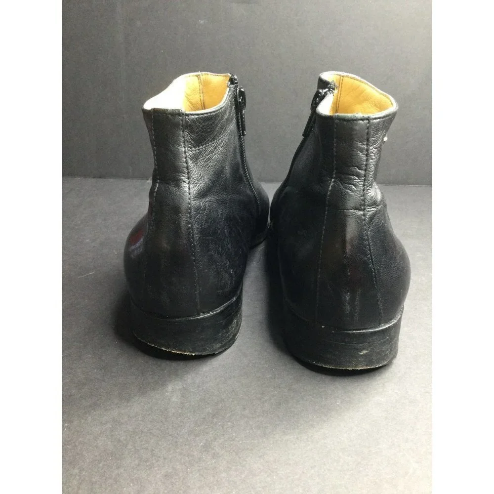 Moreschi Side Zip Leather Ankle Boots Made in Italy Men Size 8 Black
